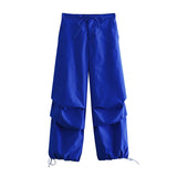 Willshela Women Fashion Parachute Cargo Pants Vintage Jogging Trousers High Elastic Waist Female Chic Lady Boot Cut