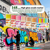 GuangNa 12 Colors/box Direct Liquid Hardhead High-gloss Acrylic Marker, for Student Notebook Writing, DIY Painting Graffiti