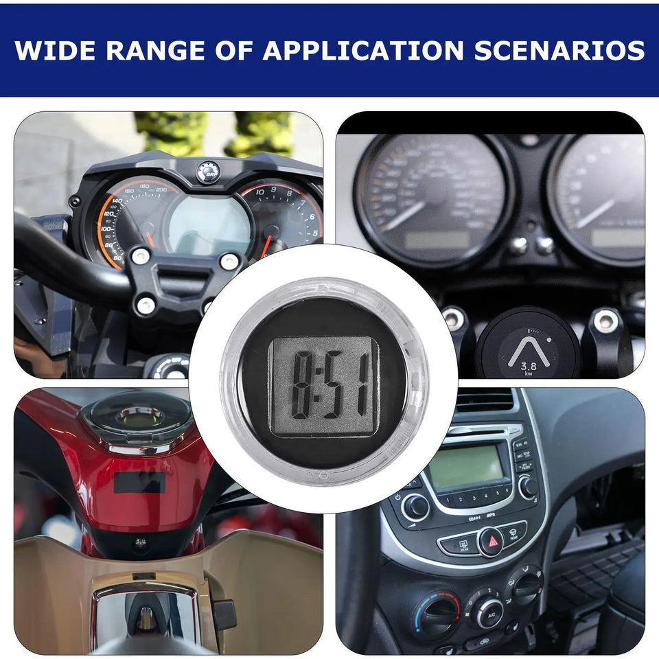 Mini Digital Motorcycle Clock Electronic Clocks Electronic Watch LCD Display Digital With Self-Adhesive Bracket Electronic Clock