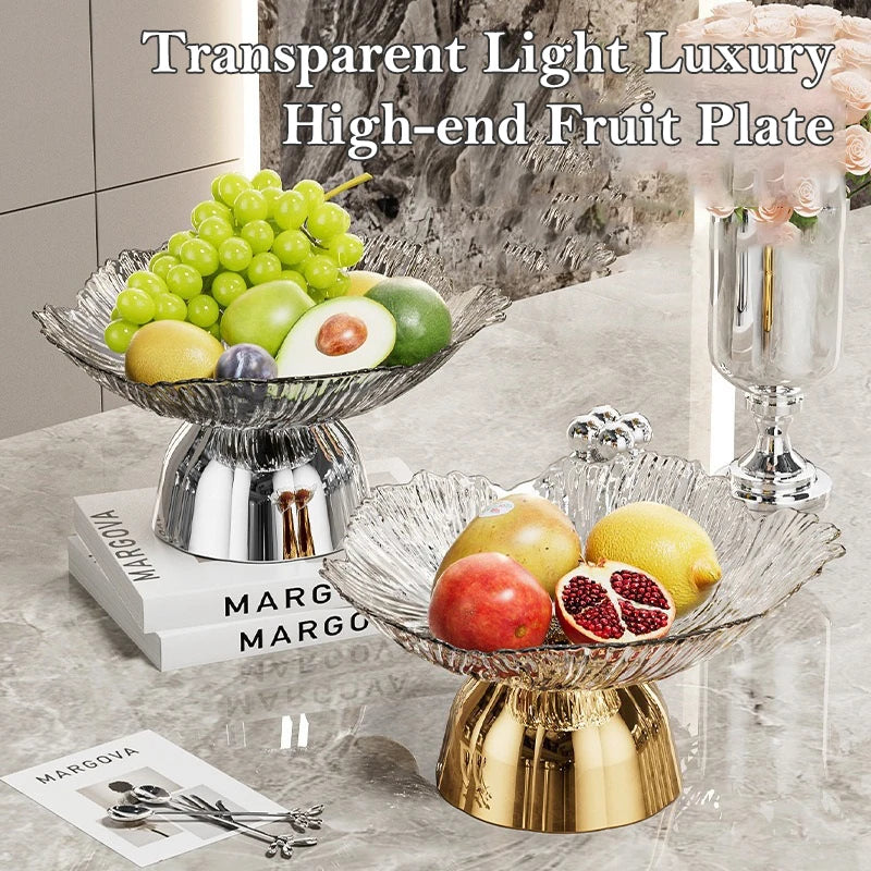 Hot Sale Luxury Transparent Display Plate for Fruits And Sweets Clear Glass Tray for Home Living Room Coffee Table Decoration