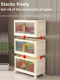 Collapsible Sturdy Storage Cabinet with Drawers and Wheels - Roomy Multi-purpose PP Organizer - Durable Storage Shelf
