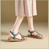 Women's sandals summer bohemian one line elegant slimming anti slip comfortable daily vacation flat beach shoes