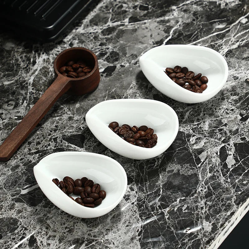 Handmade Ceramic Coffee Bean Dosing Tray Weighing Plate Multi-use Tea Bowl for Coffee Bar Home