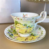 Ceramic Cup and Saucer Spring Summer Autumn Winter Coffee Cup Saucer Dinner Plate Dim Pot Black Teacup European Bone China Mug
