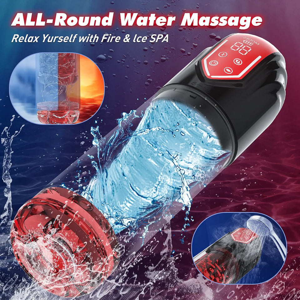 New LCD Automatic Sucking Licking Masturbator Cup 9 Thrusting Rotating Pocket Pussy Pumps & Enlargers Stroker Blowjob Penis Pump