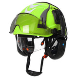CE Safety Cap w/ 5.0 Bluetooth Earmuffs Reflective Stickers Double Goggles Construction Engineer Helmets ABS Industrial Hard Hat