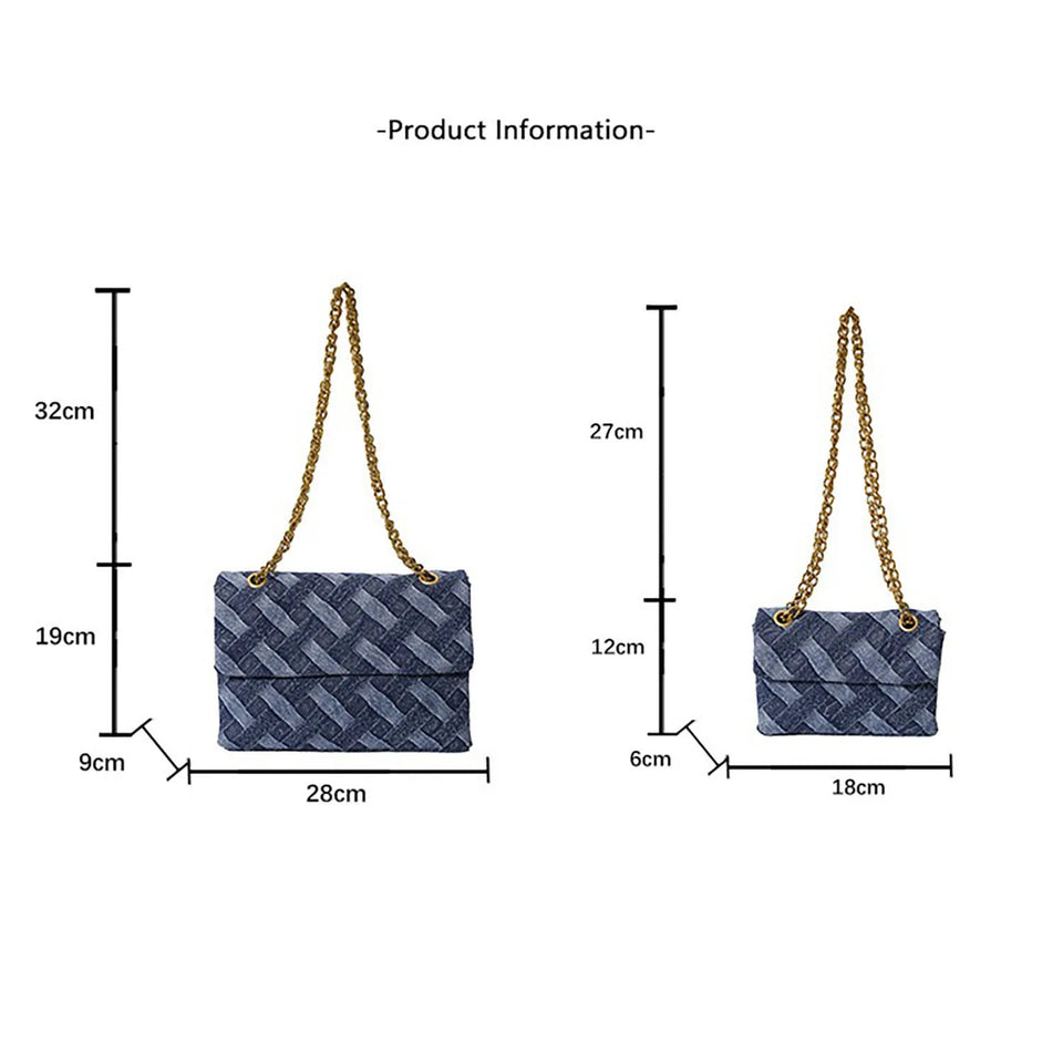 Women's K-G Shoulder Bag For High Quality Braided Denim Chain Crossbody Bag Designer Luxury Handbag Brand Ladies Bag