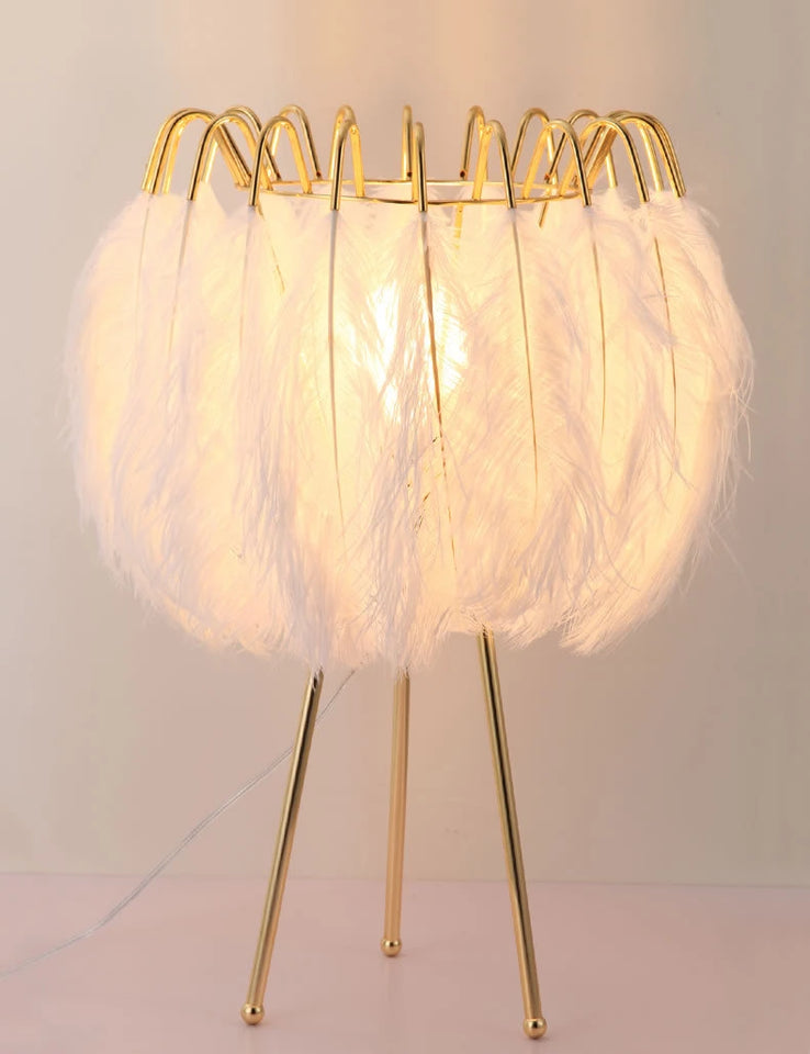 Modern Floor lamp for Living room Studio Bedroom Girl room feather lamp tripod minimal Gold floor table lamp