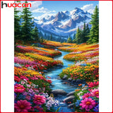 Huacan New Arrivals 2025 Diamond Painting River Mountain Diamond Embroidery Landscape Flower Full Handmade Gift