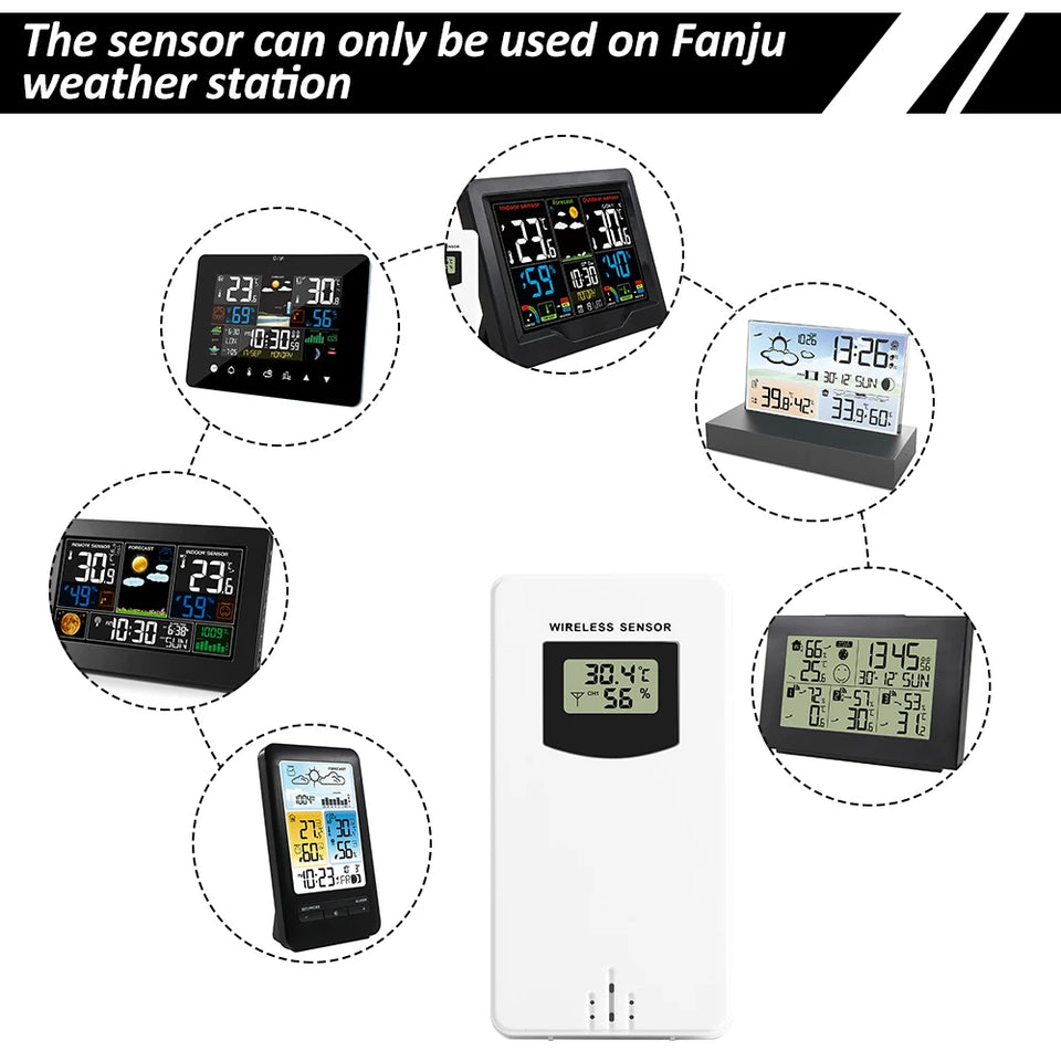 Temperature Humidity Wireless Sensor Hygrometer Electronic Digital Thermometer In/Outdoor Used with Weather Station For Home Use