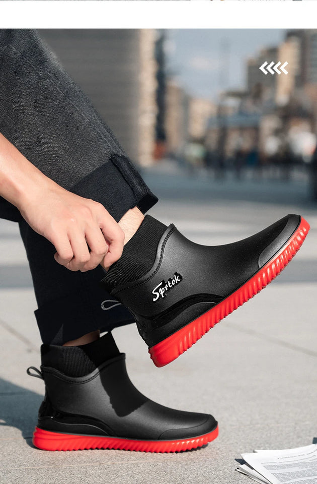 Couples Short Rain Shoes Fashion Light Waterproof Shoes Non-Slip Sports Korean Rain Boots