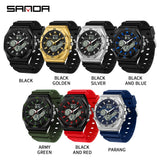 SANDA G Style Digital Men Watches Dual Display Three Time Waterproof Shock Sports Watch Military Countdown Male LED Quartz Clock