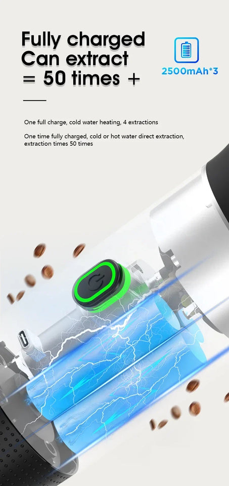 Coffee Machine Wireless Electric Portable Espresso Coffee Machine Maker 3-in-1 Capsule Powder Travel Coffee Maker