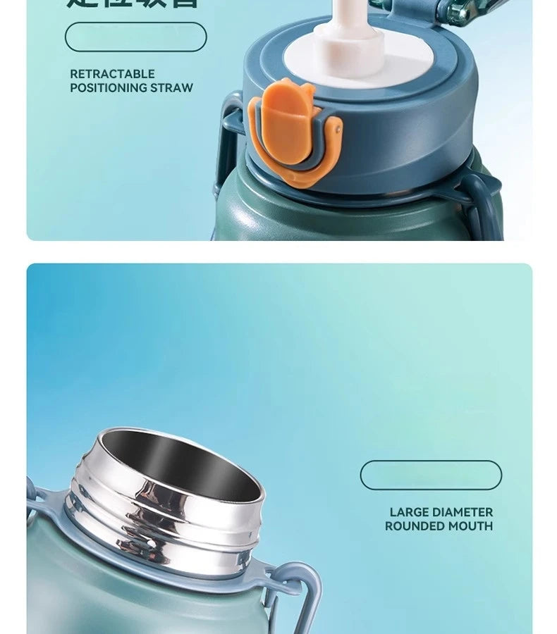 GIANXI 1000ml Spring Cap Large Capacity Vacuum Cup 316 Stainless Steel Coffee Cup Portable Outdoor Sports Water Bottle