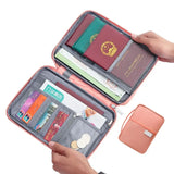 Women Multi-Function Waterproof Travel Passport Holder Cover Case Pink Bags Family Document Organizer Travel Accessories Bag