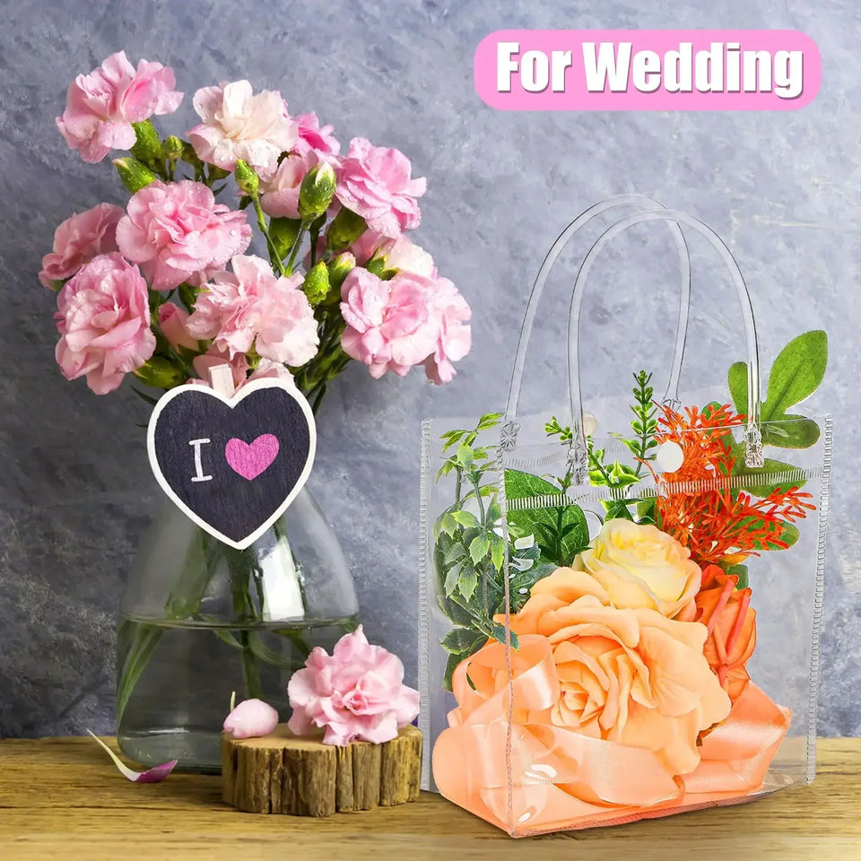 1-50PCS Clear Tote Waterproof Bag Reusable PVC Clear Shopping Bag Shoulder Handbag Environmentally Travel Storage Bag Shoes Bag