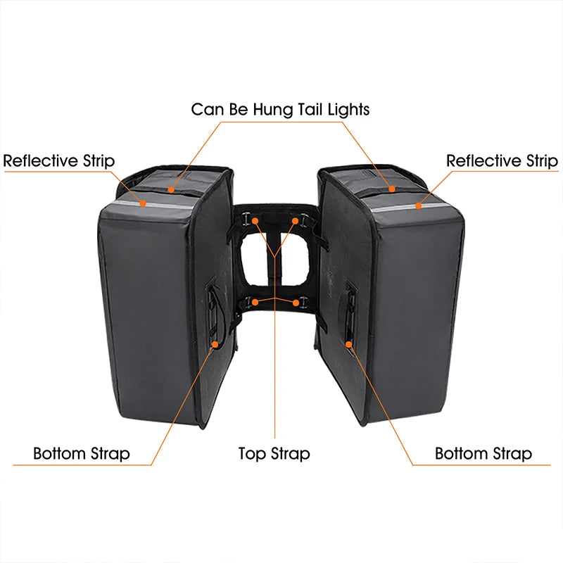 WEST BIKING Bicycle Bag 36L Multifunctional Saddle Bag Waterproof MTB Bike Rack Bag Travel 2 In 1 Big Capacity Bicycle Rear Bag