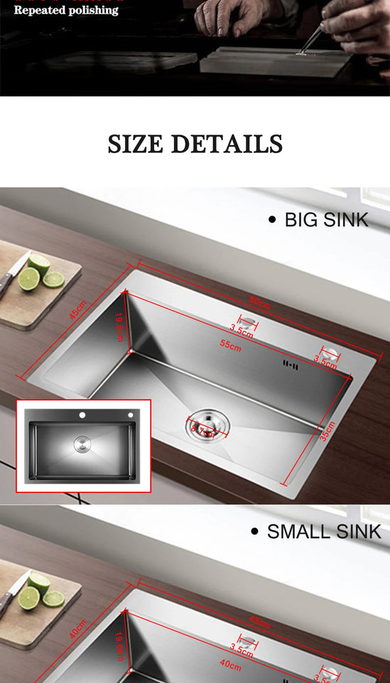 DQOK Stainless Steel Kitchen Sink Slot Dish Basin Kitchen sink Drain Basket And Drain Pip Rectangular