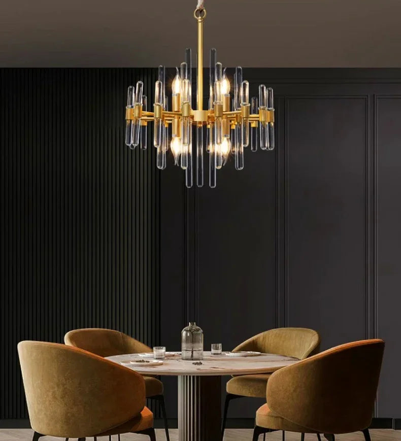 Modern restaurant luxurious smart crystal chandelier Gold round Living room interior decoration salon restaurant chandelier