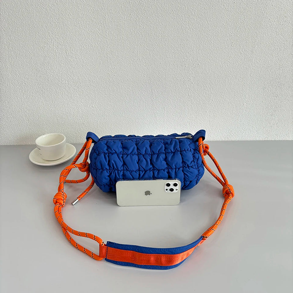 Stylish Women Quilted Cloud Bag with Braided Rope Strap Soft Shoulder Bag Perfect for Daily Use and Casual Outings