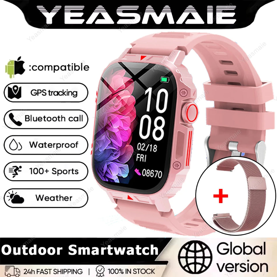 New Outdoor Smartwatch Men Women Bluetooth Call Heart Rate Health Monitor Military Watches GPS track Sports Fitness Smart Watch