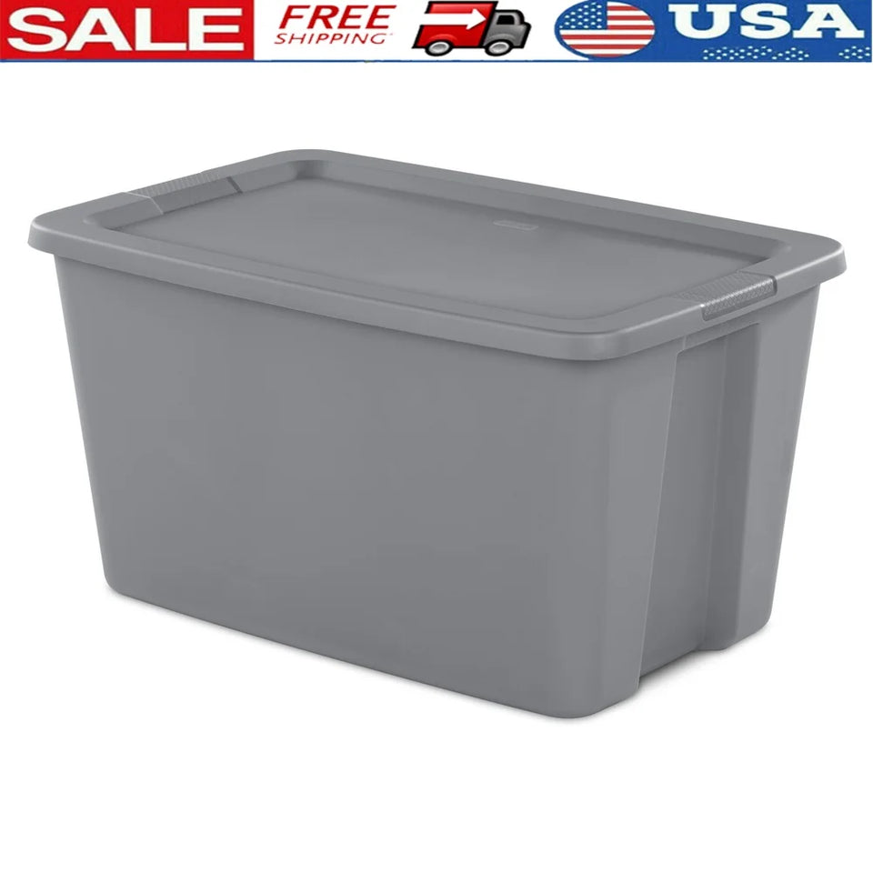 Extra Large 30 Gallon Storage Bin Stackable Container with Lid and Integrated Handles