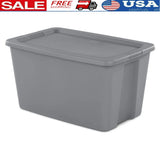 Extra Large 30 Gallon Storage Bin Stackable Container with Lid and Integrated Handles