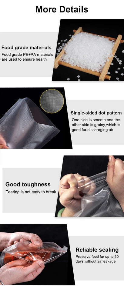 Vacuum Sealer Bags Rolls for Vacuum Sealer Meat Fruit Vegetable Food Vacuum Storage Packaging Bags 12/15/20/25/30cm 500cm/roll