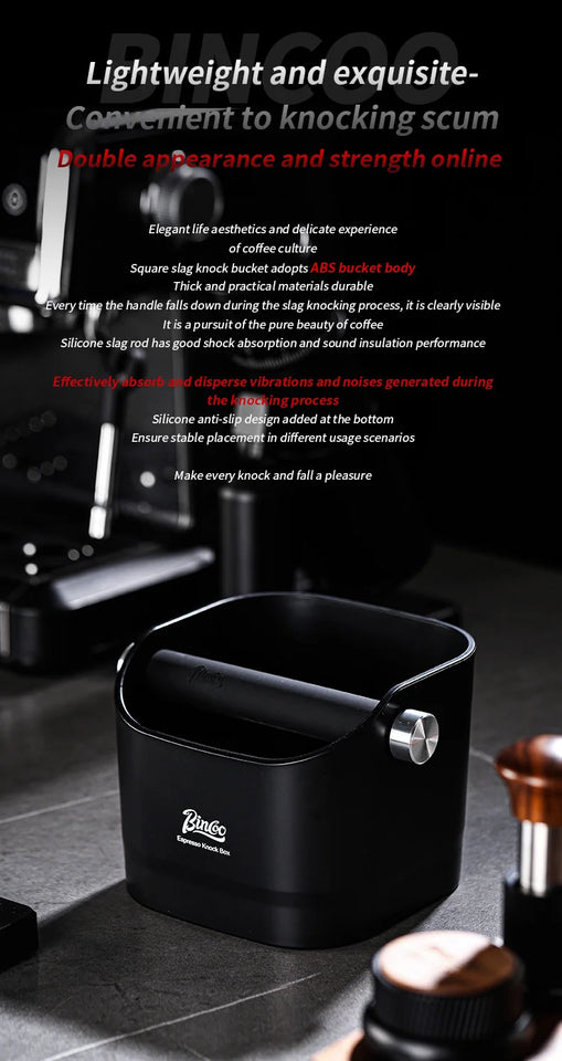 Bincoo 0.8L Coffee Knock Box Espresso Grounds Container Anti Slip Espresso Dump Bin Grind Beveled Barista Goods Cafe Accessories