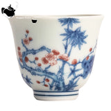 Kung Fu Tea Cup, Hand-painted,  Vintage Blue and White Tea Cup, Handmade Ceramic，High End Personal Tea Cup, Single Cup