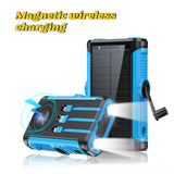 2025 NEW Solar Power Bank 20000mAh 22.5W Magnetic Wireless Powerbank Hand Crank with Cable Portable Charger for Outdoor Camping