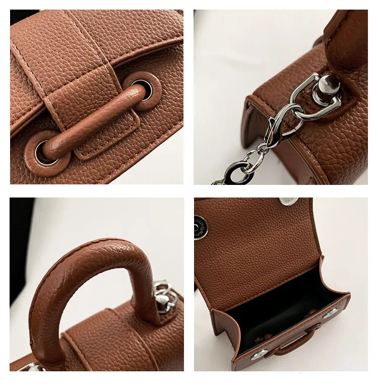 Women Mini Handbag Korean Style Chic Solid Texture Chain Crossbody Bag Ladies Summer High-Grade New Lipstick Commuter Bags