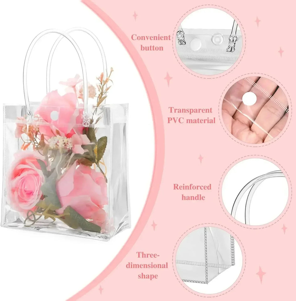 1-50PCS Clear Tote Waterproof Bag Reusable PVC Clear Shopping Bag Shoulder Handbag Environmentally Travel Storage Bag Shoes Bag