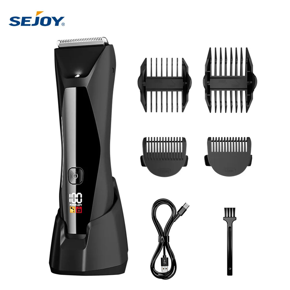 SEJOY Body Pubic Hair Trimmer for Men With Standing Recharge Dock,Balls Women Lady Shaver Hair Removal Bikini Trimmer