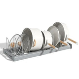 Expandable Kitchen Pot Pan Organizer under Cabinet with 7 Adjustable Dividers Food Storage Container Lid Storage 1 Pack