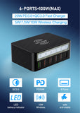 100W USB PD QC Charger Adapter Wireless Charger 6 Ports Fast Charging Station for IPhone 14 13 12 Pro Max IPad, Samsung Huawei