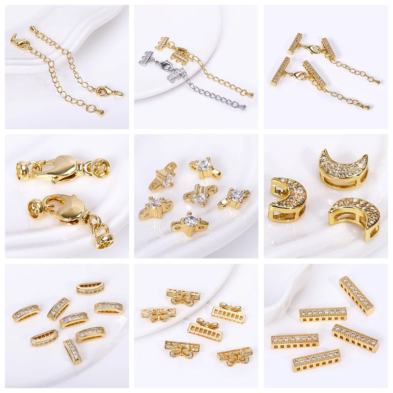 18k Gold Plated Spacer Beads For Bracelet Making,Separators For Beads,Jewelry Fittings,DIY Jewellery Making Supplies Wholesale