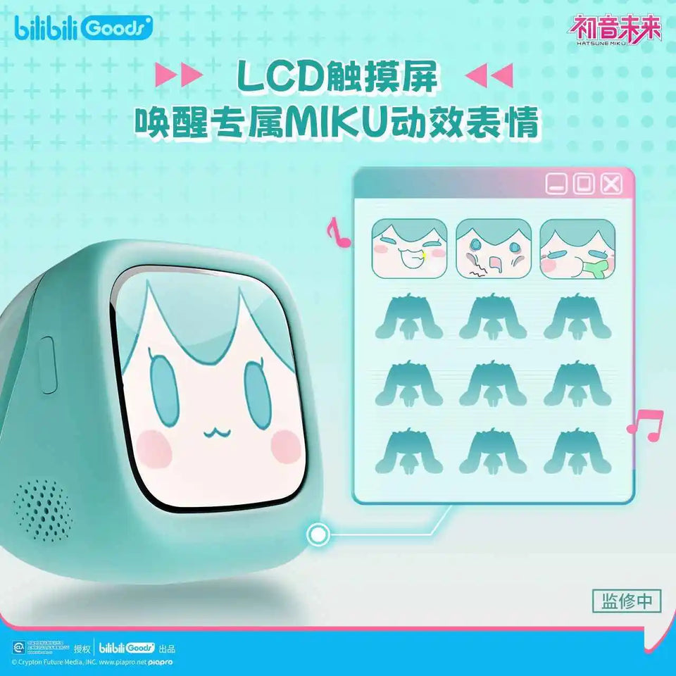 Hatsune Miku Touch Screen Interactive Wireless Bluetooth Anime Peripheral Headset Gift Box Cube Face Lcd Kids Toy Birthday Gift