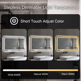 36x24 inch LED Bathroom Mirror Vanity Mirrors with Backlit Lights Fogless Makeup Mirror Wall Mounted with Demister