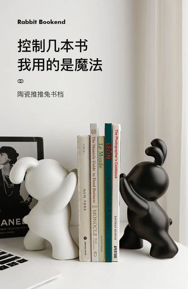 1 pair desk organizer Creative Rabbit Bookend Ceramic Ornament Desktop book holder Cute Gift simple nordic style book organizer