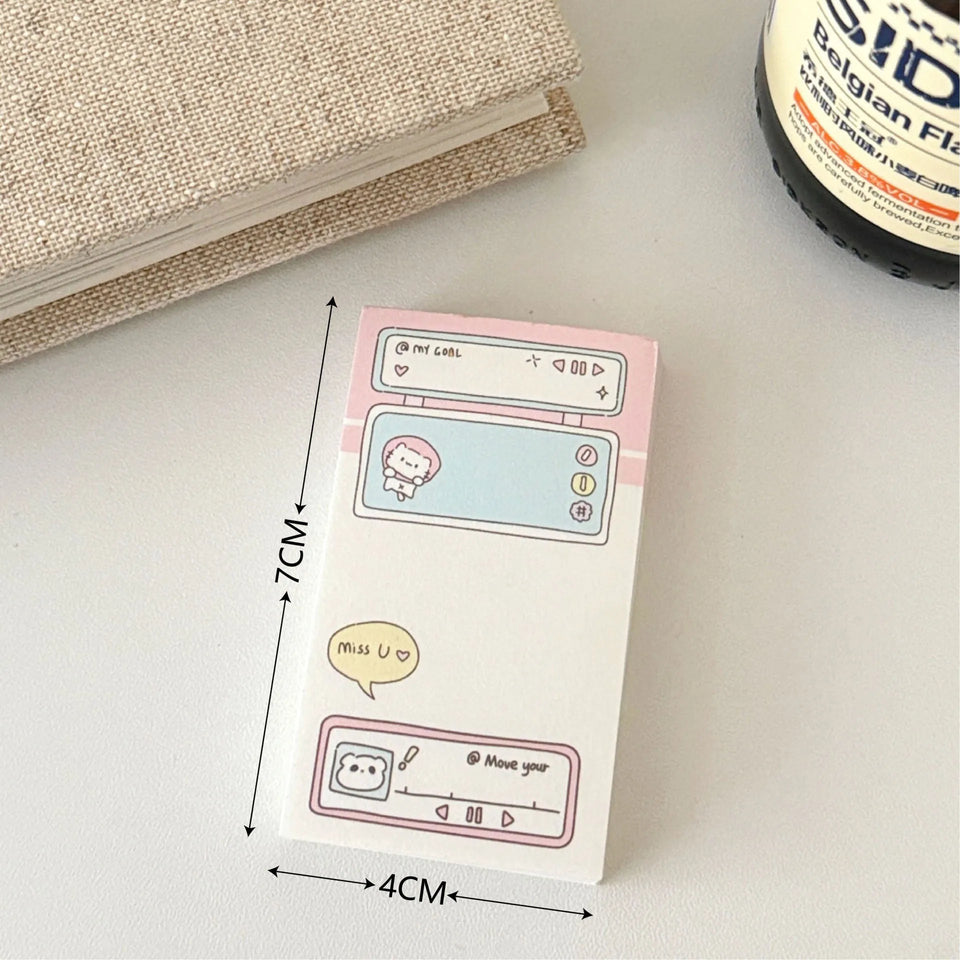 100 Sheets Cute Memo Book Non Sticky, Tearable Leave a Message Notebook Handheld Notes