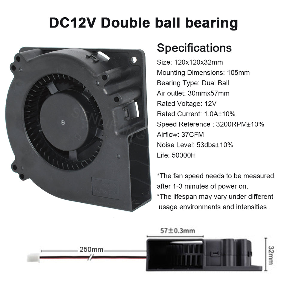 New Dual Ball Bearing 120MM Fan GDB1232 For GOSTIME 5V 12V 24V 120X120X32MM Large Air Volume Fan Barbecue Grill Turbo Blower
