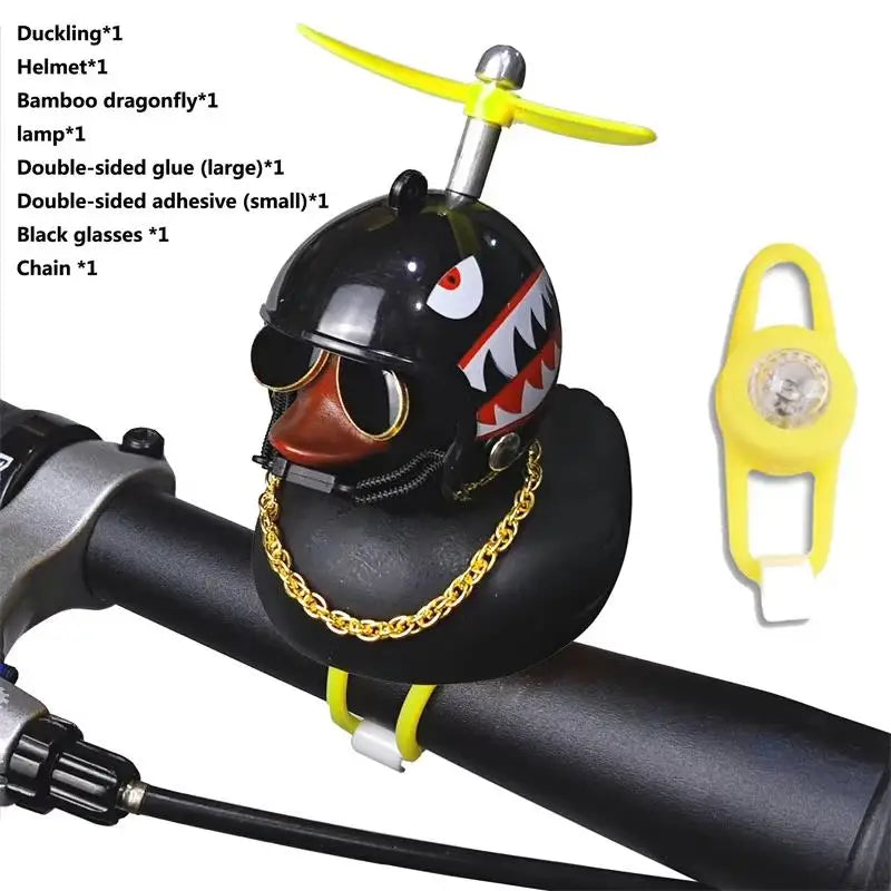 Bicycle Bell Black/Yellow Duck Cartoon Little Ducks Helmet Head Light Shining Duck Bicycle Bells Handlebar Bicycle Accessories