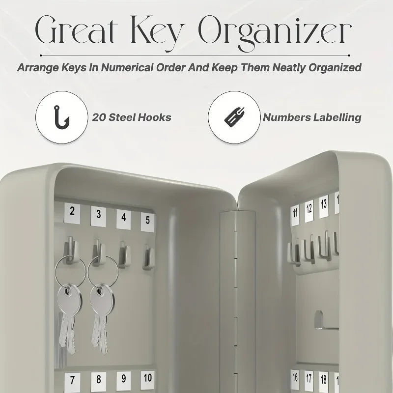 Metal Wall Mounted Multi-Key Lock Box Security Storage Box Spare Car Key Storage Box Suitable for Home Office Factory Store Use