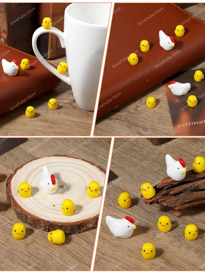 Cute Mini Chickens Car Decor, Fun Chicks Dashboard & Rearview Mirror Ornaments, Fairy Garden Home Accessories, Unique Car Gifts