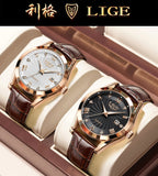 LIGE New Luxury Watch for Men Military Leather Man Wristwatch Quartz Clock Waterproof Luminous Date Week Men's Watches Reloj+box