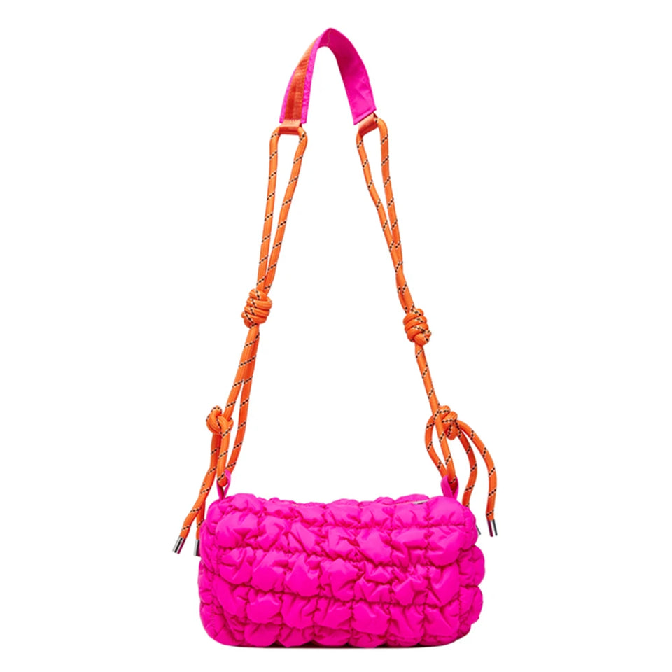 Stylish Women Quilted Cloud Bag with Braided Rope Strap Soft Shoulder Bag Perfect for Daily Use and Casual Outings