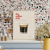 Retro Coffee Club Canvas Print Chic Food Beverage Beige Background Wall Art Posters for Modern Living Room Bedroom Home Decor