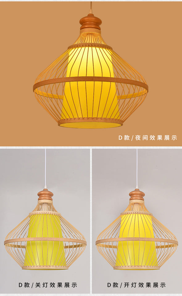 Bamboo Artwork Chandelier Lantern Tea Room Restaurant Restaurant Hot Pot Restaurant Japanese Style Retro Zen