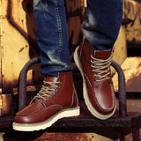 Winter Warm Men Boots Leather Mens Snow Boots with Fur Handmade Waterproof Male Ankle Boots No-slip High Top Male Work Shoes